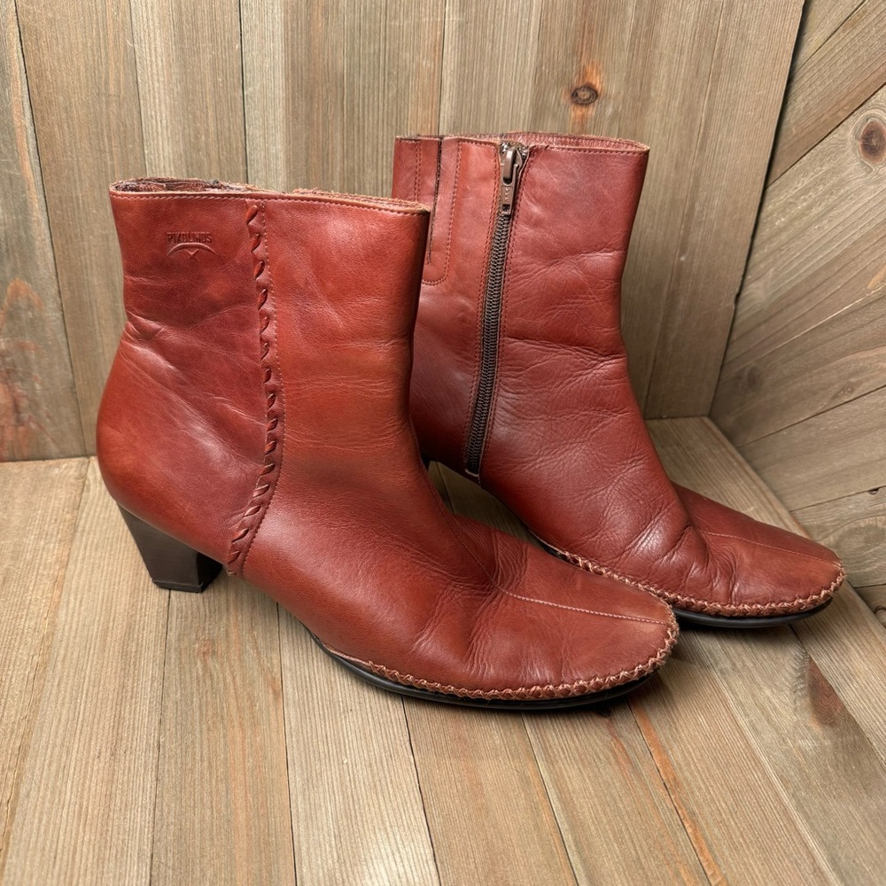 Pikolinos Brown‎ Leather Women’s Ankle Boots w/ Moccasin Stitching size 9.5 (40)